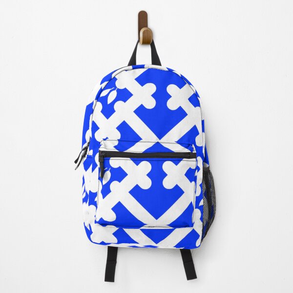 Item preview, White Geometric Pattern on Blue Background with Leaf Accent Design designed and sold by Cultradesign.
