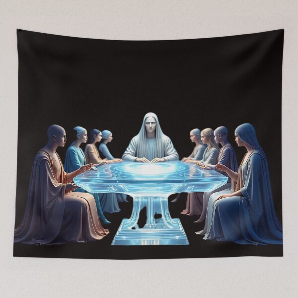 Item preview, Futuristic Last Supper 3D Art – 8K Glossy Holographic Banquet Scene | Sci-Fi Divine Supper PNG | Transparent Background Digital Artwork designed and sold by AwesomeDigiShop.