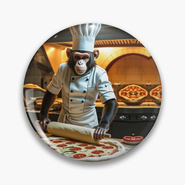 Item preview, Monkey Pizza Chef Making Dough designed and sold by EfraimFunArt.