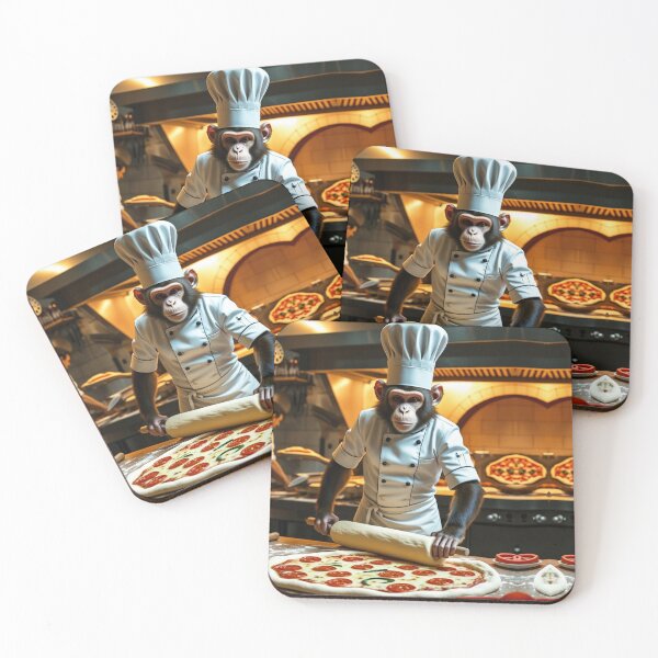 Item preview, Monkey Pizza Chef Making Dough designed and sold by EfraimFunArt.
