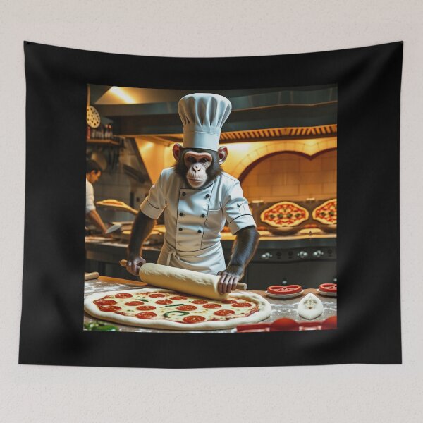 Item preview, Monkey Pizza Chef Making Dough designed and sold by EfraimFunArt.