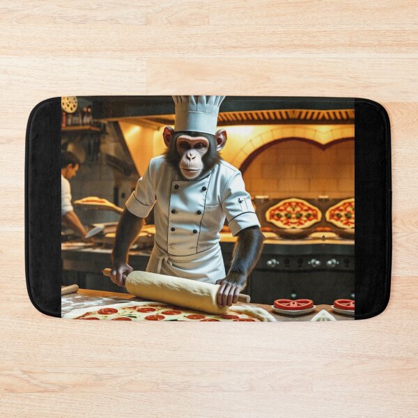 Item preview, Monkey Pizza Chef Making Dough designed and sold by EfraimFunArt.