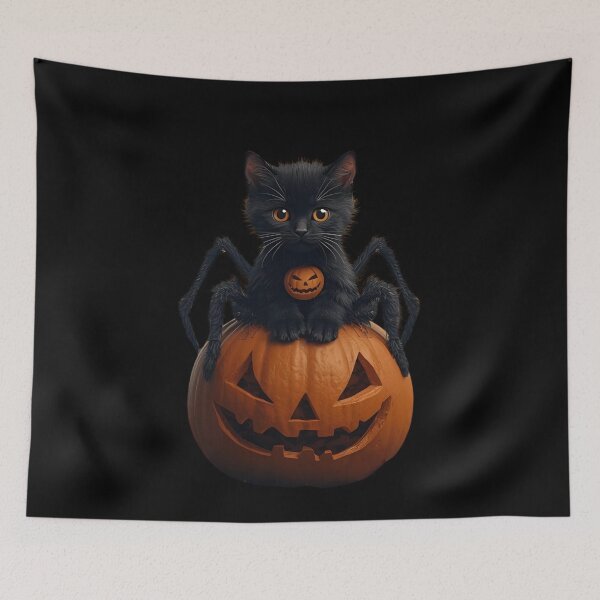 Item preview, Spooky Cat and Pumpkin Night designed and sold by ChicTrendz.