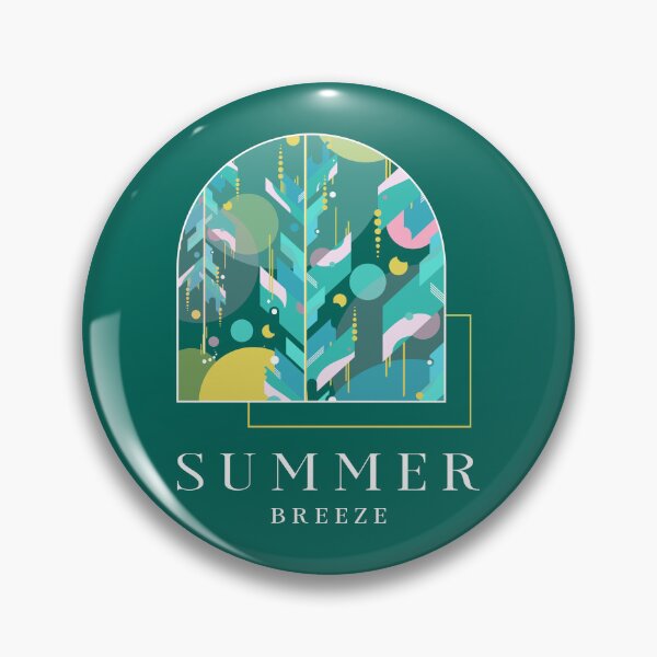 Item preview, Colorful geometric abstract plant pattern in light shades with summer breeze text designed and sold by CiniArt.