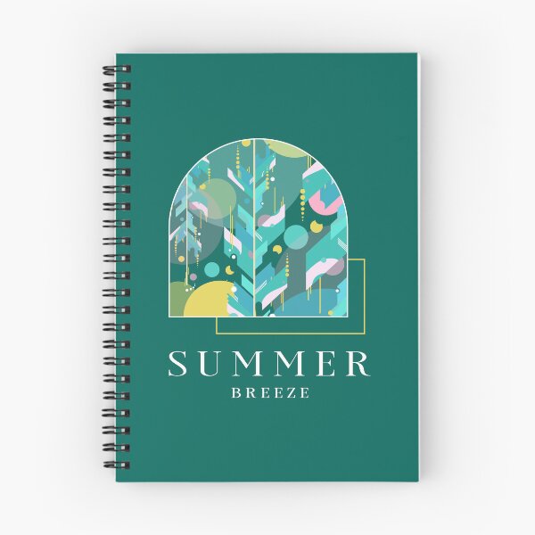 Item preview, Colorful geometric abstract plant pattern in light shades with summer breeze text designed and sold by CiniArt.