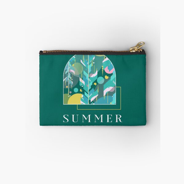 Item preview, Colorful geometric abstract plant pattern in light shades with summer breeze text designed and sold by CiniArt.