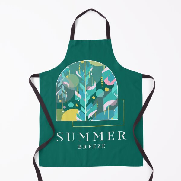 Item preview, Colorful geometric abstract plant pattern in light shades with summer breeze text designed and sold by CiniArt.
