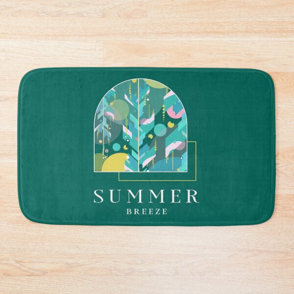 Item preview, Colorful geometric abstract plant pattern in light shades with summer breeze text designed and sold by CiniArt.