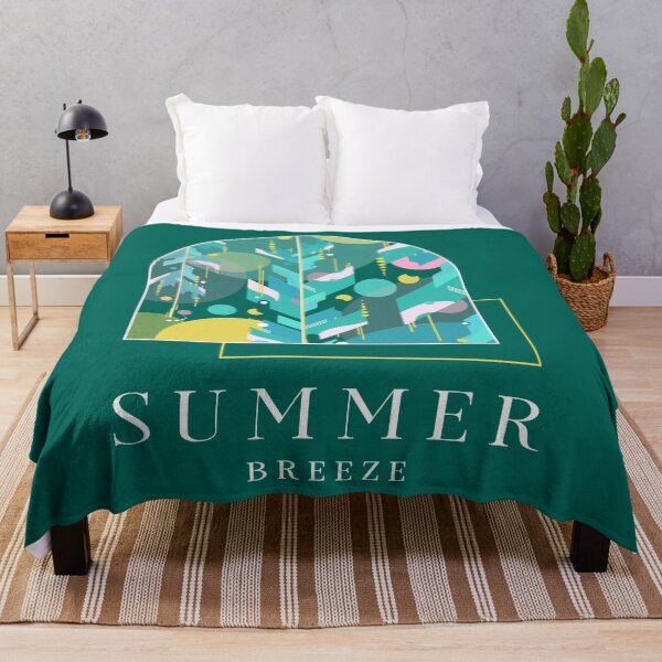 Item preview, Colorful geometric abstract plant pattern in light shades with summer breeze text designed and sold by CiniArt.