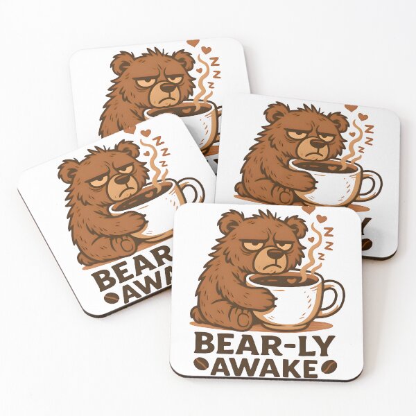 Item preview, Bear-ly Awake Coffee Lover Design designed and sold by DrawDrip.