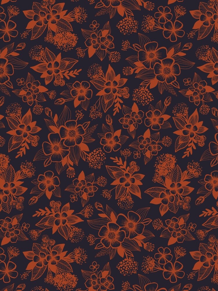 Dark Navy Blue & Orange/Rust Floral Pattern" A-Line Dress for Sale by somecallmebeth | Redbubble Dark Navy Blue & Orange/Rust Floral Pattern" A-Line Dress for Sale by somecallmebeth | Redbubble
