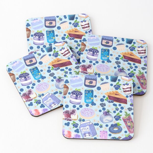 Item preview, Light Blue Blueberry Desserts & Drinks Pattern – Cute Kawaii Fruit Sweets Illustration designed and sold by StudioSamanthaa.