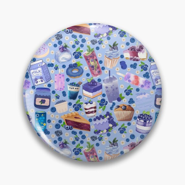 Item preview, periwinkle Blueberry Desserts & Drinks Pattern – Cute Kawaii Fruit Sweets Illustration designed and sold by StudioSamanthaa.