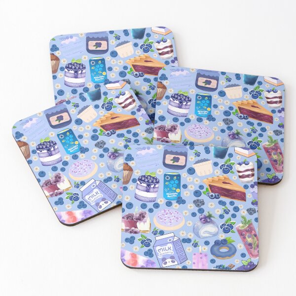 Item preview, periwinkle Blueberry Desserts & Drinks Pattern – Cute Kawaii Fruit Sweets Illustration designed and sold by StudioSamanthaa.