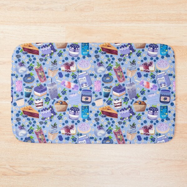 Item preview, periwinkle Blueberry Desserts & Drinks Pattern – Cute Kawaii Fruit Sweets Illustration designed and sold by StudioSamanthaa.