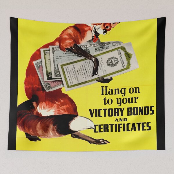 Item preview, Vintage WWII Propaganda Poster | Clever Fox Art | Canadian Victory Bonds & Certificates | Bold Retro Wall Decor designed and sold by artofuniverse.