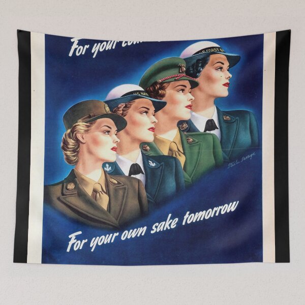 Item preview, Vintage WWII Women's Recruitment Poster | Army Navy Marine Corps Coast Guard Art | Join U.S. Armed Forces for Empowerment designed and sold by artofuniverse.