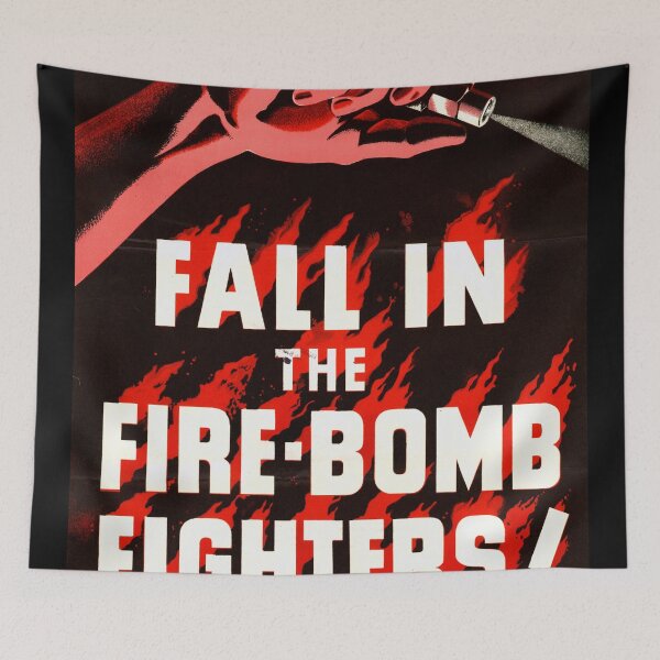 Item preview, British WWII Propaganda Poster | Firebomb Fighters Print | Join the Battle Against Incendiary Bombs | Vintage Art Decor designed and sold by artofuniverse.