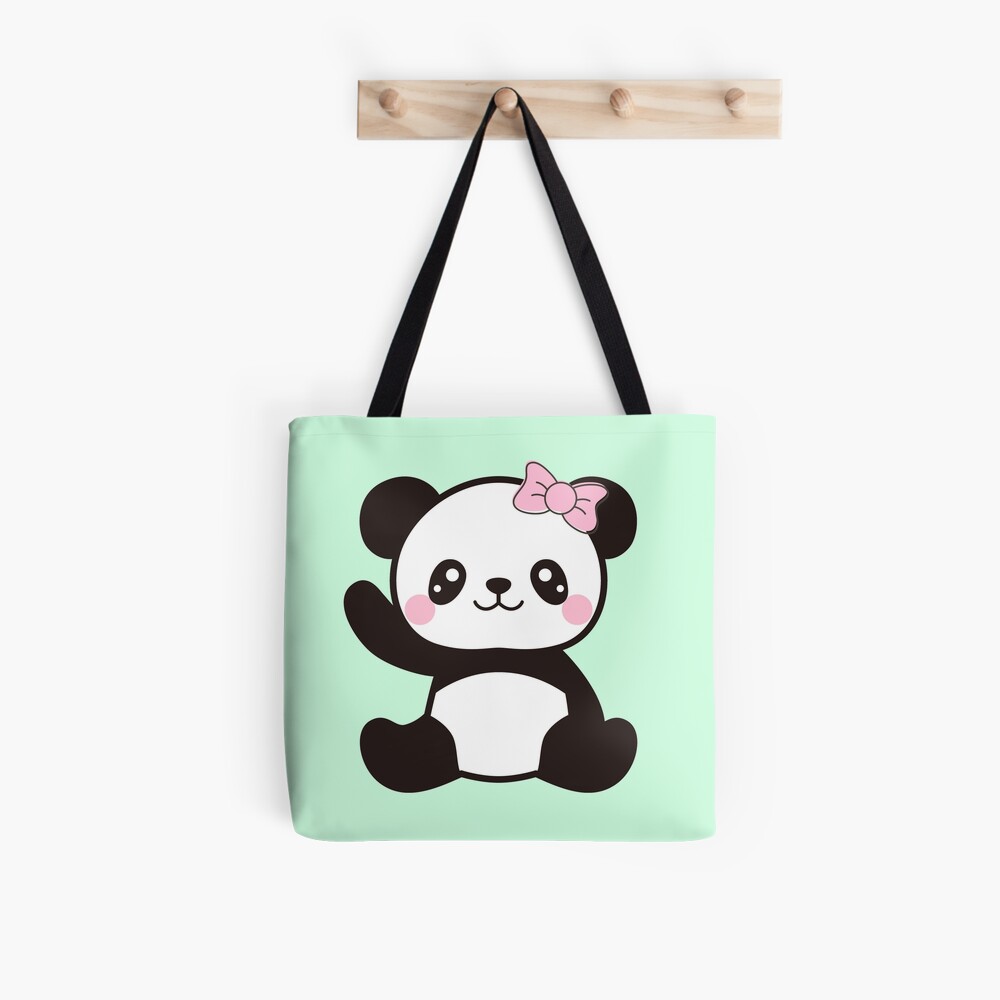Cute Tote Bag Japanese Baby Panda With Text China Baby Adorable Pets Kawaii 