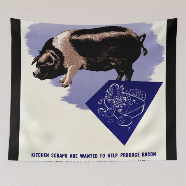 Item preview, WWII British Propaganda Poster | Conserve Resources | Feed Pigs with Kitchen Waste | Vintage War Effort Art & Home Decor designed and sold by artofuniverse.
