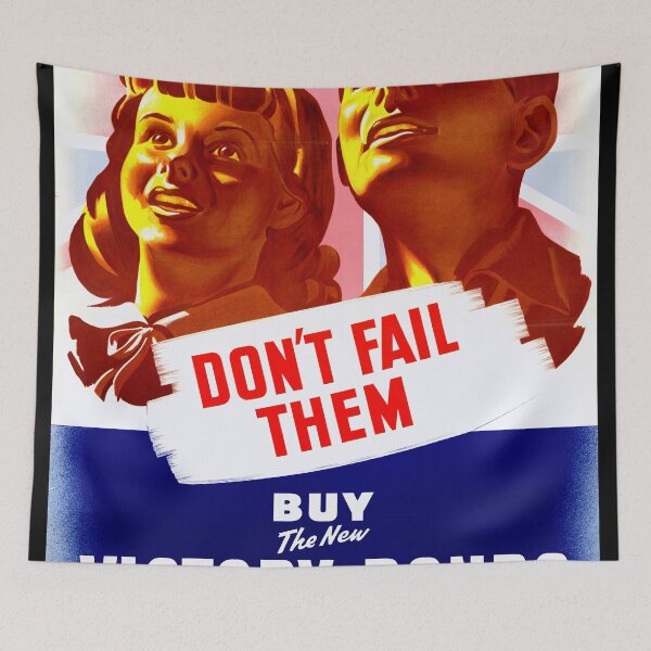 Item preview, Vintage WWII Propaganda Poster | Buy Victory Bonds Art | Union Jack & Children | Patriotic Retro Wall Decor | Hopeful Home Art designed and sold by artofuniverse.