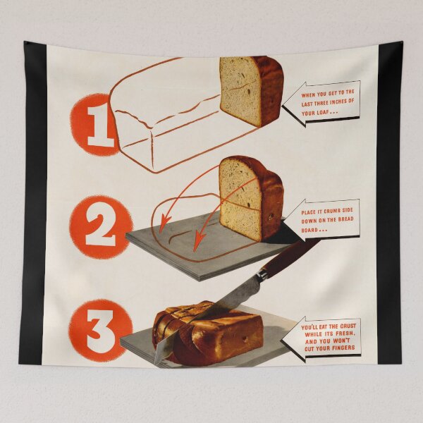 Item preview, Vintage WWII Ministry of Food Poster | Rationing Era Instructional Art | Bread Cutting Conservation Tips & Historical Graphic designed and sold by artofuniverse.
