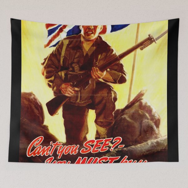 Item preview, WWII Propaganda Poster | Buy Victory Bonds Now | Union Jack Art | Patriotic Wall Decor | Support Troops & National Pride designed and sold by artofuniverse.