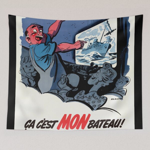 Item preview, Vintage WWII Shipbuilding Poster | Canadian Propaganda Art | Mid-Century Cartoon Style | Naval Pride & Morale Boost designed and sold by artofuniverse.
