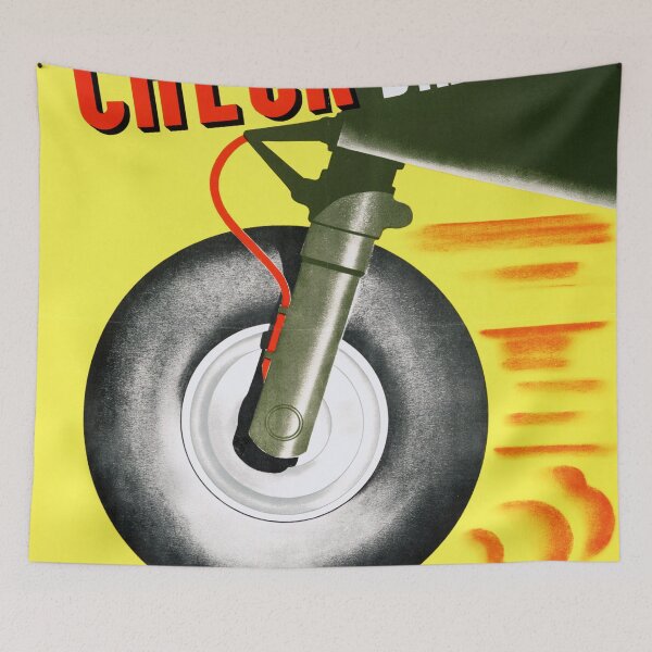 Item preview, Vintage Mid-Century Aviation Safety Poster | Check Brakes While Taxi | Bold Colors & Modernist Design | Home Decor designed and sold by artofuniverse.