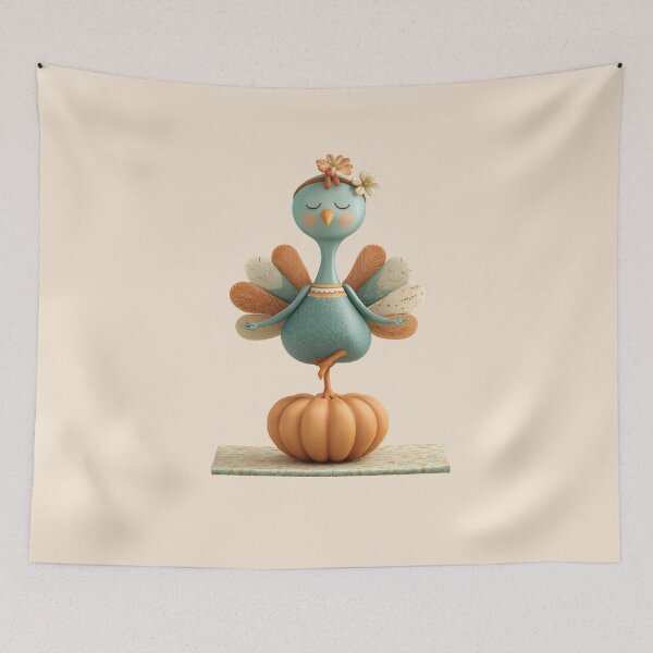 Item preview, Thanksgiving Turkey Doing Yoga – Funny Autumn Design with Pumpkin designed and sold by Meiersbeste.