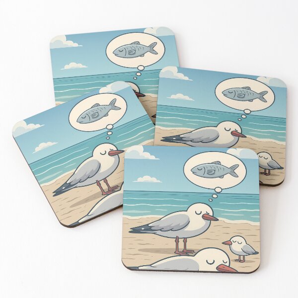 Item preview, Sweet Dreams Are Made Of Fish Funny Seagull Beach Humor Poster Art designed and sold by White-Camel.