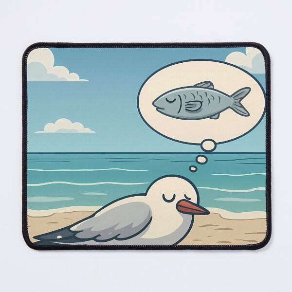 Item preview, Sweet Dreams Are Made Of Fish Funny Seagull Beach Humor Poster Art designed and sold by White-Camel.