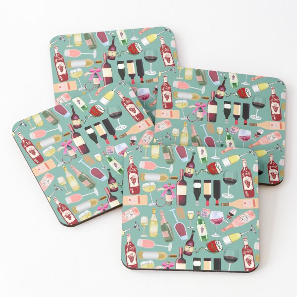 Item preview, Teal Wine Lover Pattern – Red & White Wine Bottles, Glasses & Rosé Aesthetic | Cozy Vineyard Seamless Design for Gifts, Stickers & Home Decor designed and sold by StudioSamanthaa.