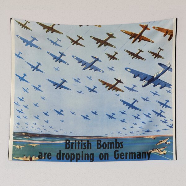 Item preview, Vintage WWII Propaganda Poster | British RAF Bombers in Formation | Patriotic Wartime Art | Historical Military Print & Decor designed and sold by artofuniverse.