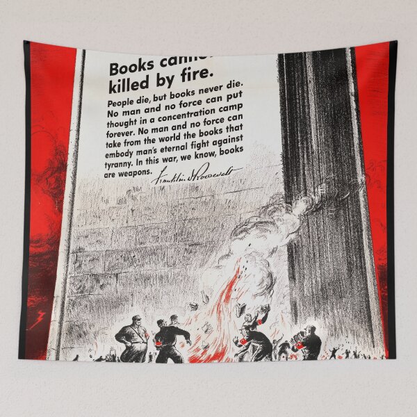 Item preview, WWII Propaganda Poster | Books Are Weapons | Franklin D. Roosevelt Quote | Anti-Fascist Art & Intellectual Freedom designed and sold by artofuniverse.
