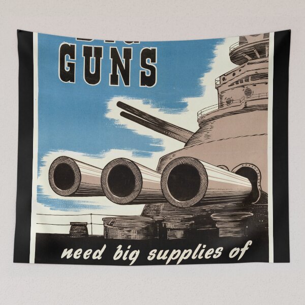 Item preview, Vintage WWII Propaganda Poster | Naval Power & Industrial Strength | Big Guns & Sulphuric Acid | Military Art Print designed and sold by artofuniverse.