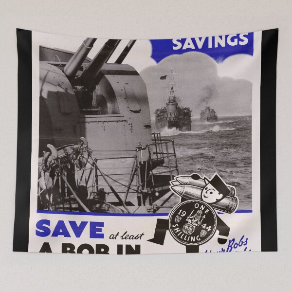 Item preview, Vintage WWII Propaganda Poster | British War Savings Art | Invest in Victory | Naval Strength & Home Front Support designed and sold by artofuniverse.