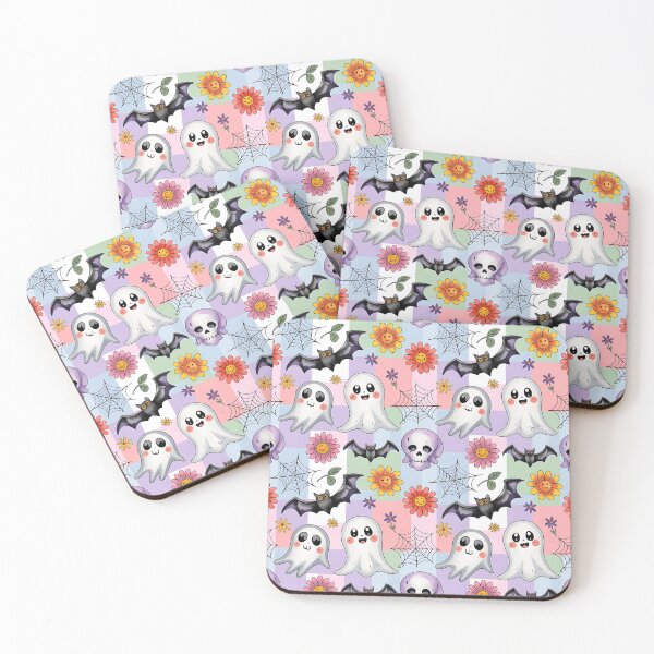 Item preview, Kawaii Halloween Ghosts Seamless Watercolor Pattern – Pastel Cute Spooky Throw Pillow & Blanket designed and sold by ZyxDes.