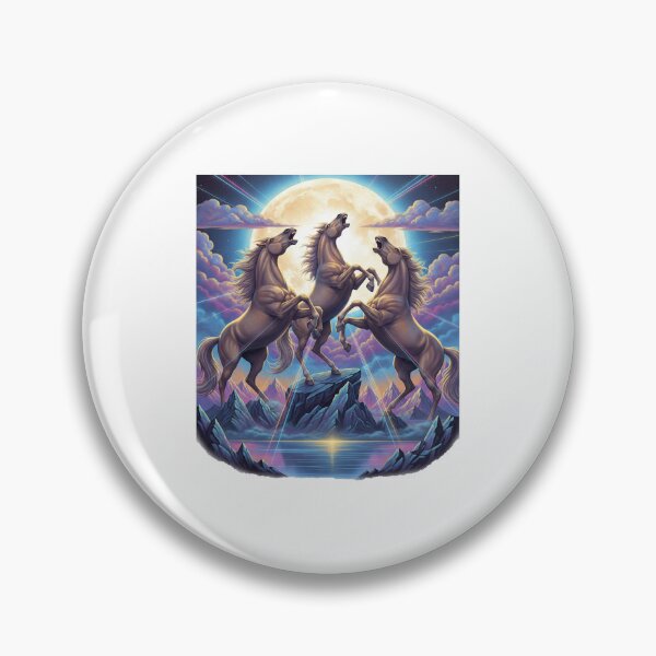 Item preview, Three Horse Moon – Funny Majestic Horses Under Full Moon Meme T-Shirt designed and sold by MinimalMyth.
