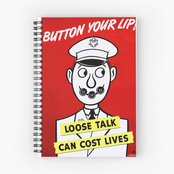 Item preview, World War II Propaganda Poster | Otto Soglow Art | Button Your Lip | Loose Talk Can Cost Lives | 1942 Vintage Cartoon Print designed and sold by artofuniverse.