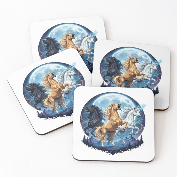 Item preview, Three Horse Moon – Funny Majestic Horses Under Full Moon Meme T-Shirt designed and sold by MinimalMyth.