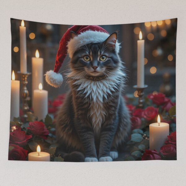 Item preview, Festive Cat with Santa Hat designed and sold by InezPhotography.