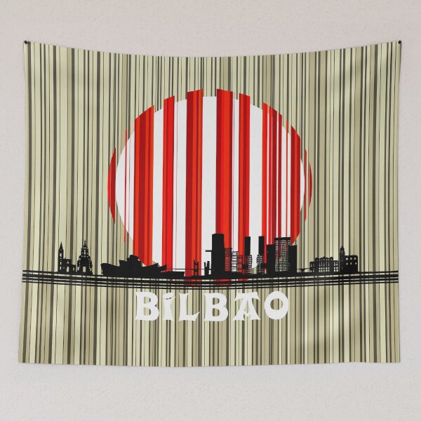 Item preview, SKYLINE of Bilbao circle WITH stripes designed and sold by AlbertoRuiZ.