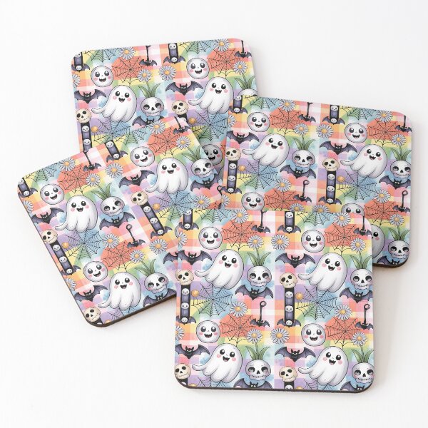Item preview, Kawaii Ghosts & Bats Watercolor Halloween Pattern – Cute Spooky Seamless Design Throw Pillow & Blanket designed and sold by ZyxDes.
