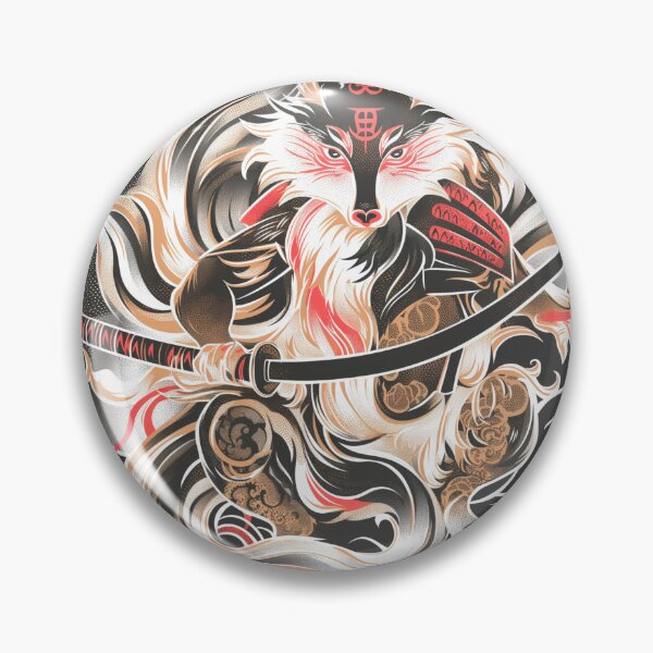 Aperçu de l'œuvre Kitsune Samurai l'Esprit de la Lune Rouge créée et vendue par Oni-Pixels.