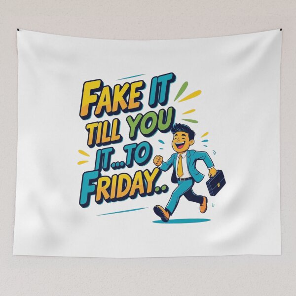 Item preview, Fake It Till You Make It… to Friday – Funny Work Motivation Quote designed and sold by LOLbySA.
