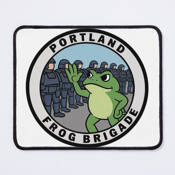 Item preview, Portland Frog Brigade – Funny Protest Parody Badge Design designed and sold by Tomasz  Siennicki.