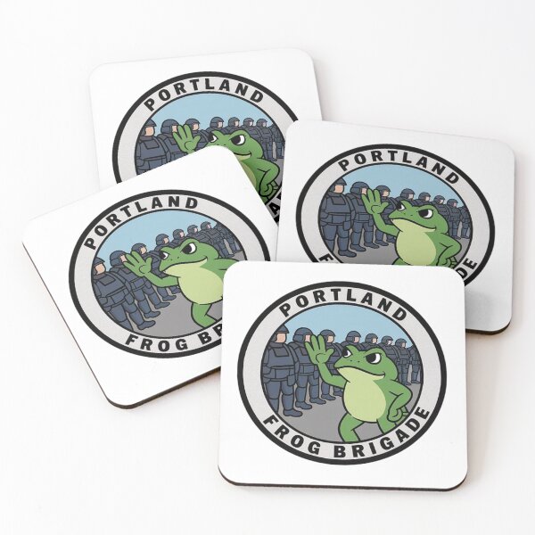 Item preview, Portland Frog Brigade – Funny Protest Parody Badge Design designed and sold by Tomasz  Siennicki.