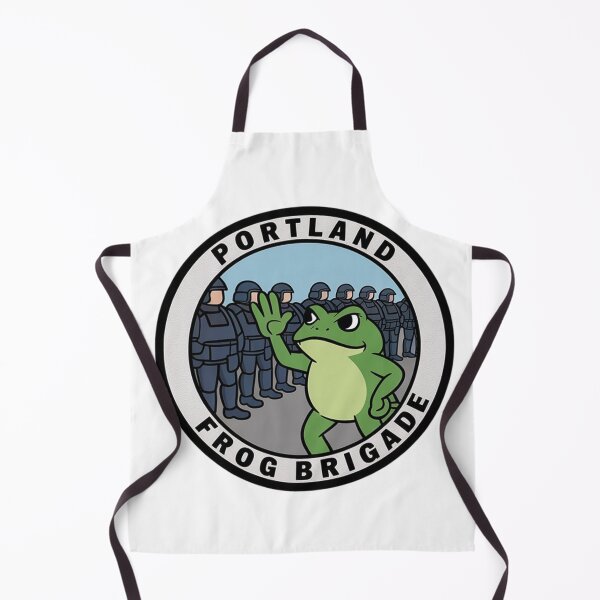 Item preview, Portland Frog Brigade – Funny Protest Parody Badge Design designed and sold by Tomasz Siennicki.