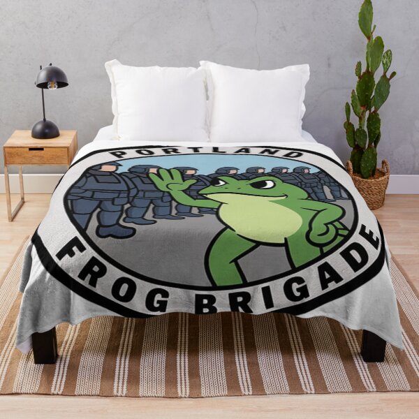 Item preview, Portland Frog Brigade – Funny Protest Parody Badge Design designed and sold by Tomasz  Siennicki.